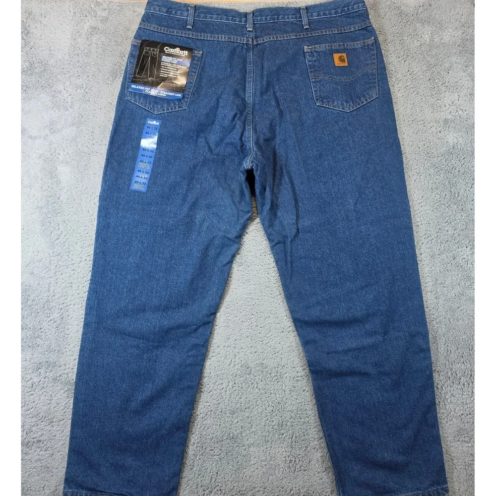 NWT Carhartt Flannel Lined Relaxed Fit Jeans Mens 44x32 Dark Blue Straight B172